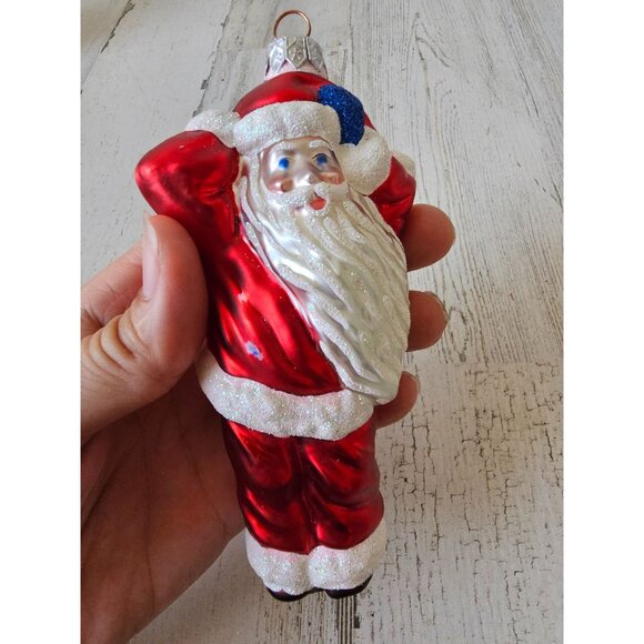 Patricia breen? Santa glitter red glass ornament Xmas tree - Picture 6 of 8